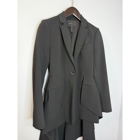 BCBGMAXAZRIA High-Low Peplum Blazer Black Women's Black Classic Sz S - Picture 3 of 14